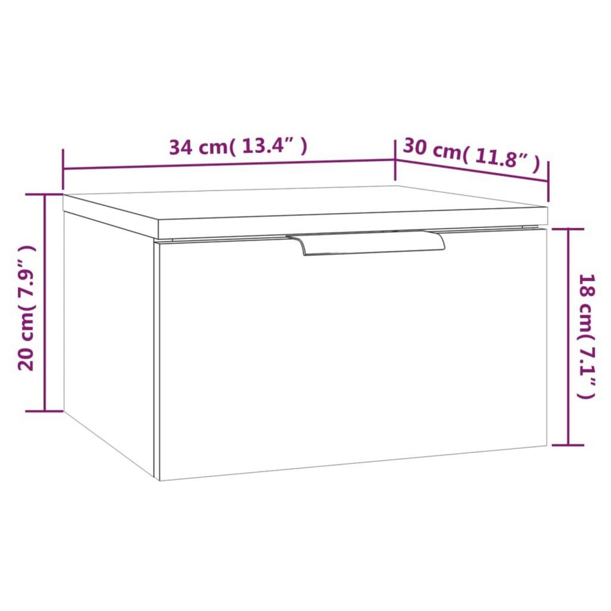 VIDAXL Tables de chevet murales 2 pcs blanc 34x30x20 cm