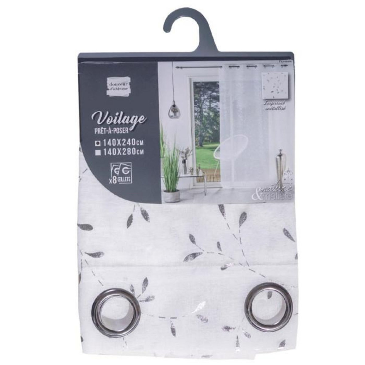 Paris Prix Rideau Voilage à Œillets  Floressia  140x240cm Blanc