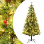 Voir la diapositive 1 : VIDAXL Sapin de Noël pre-eclaire et pommes de pin vert 225cm PVC et PE