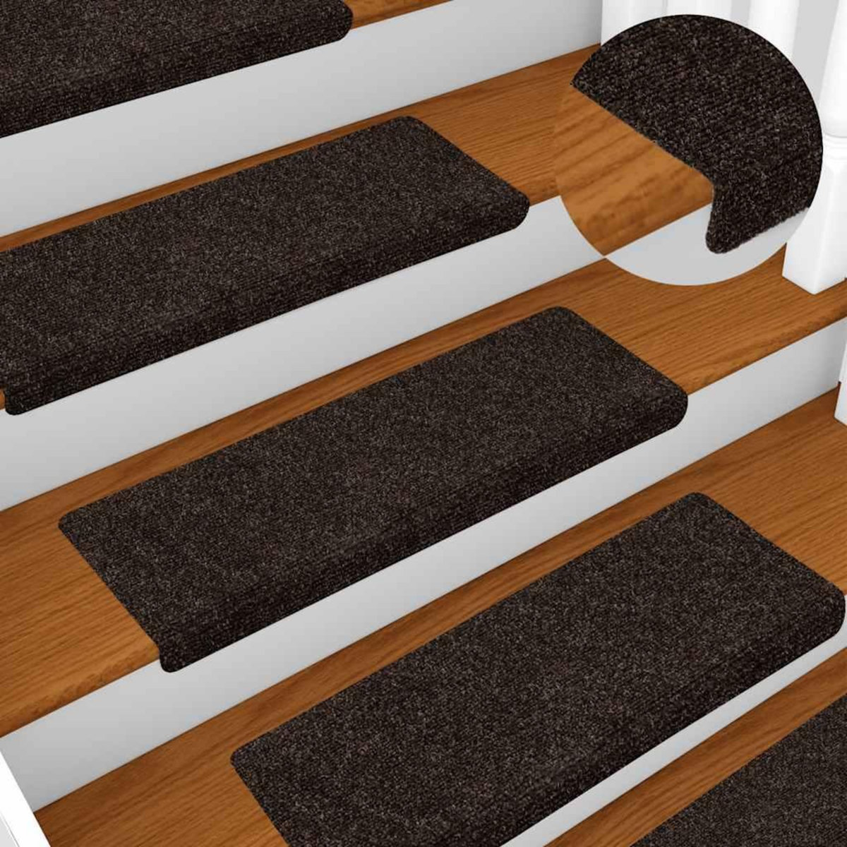 VIDAXL Tapis d'escalier autocollant 30 pcs marron 65x21x4 cm