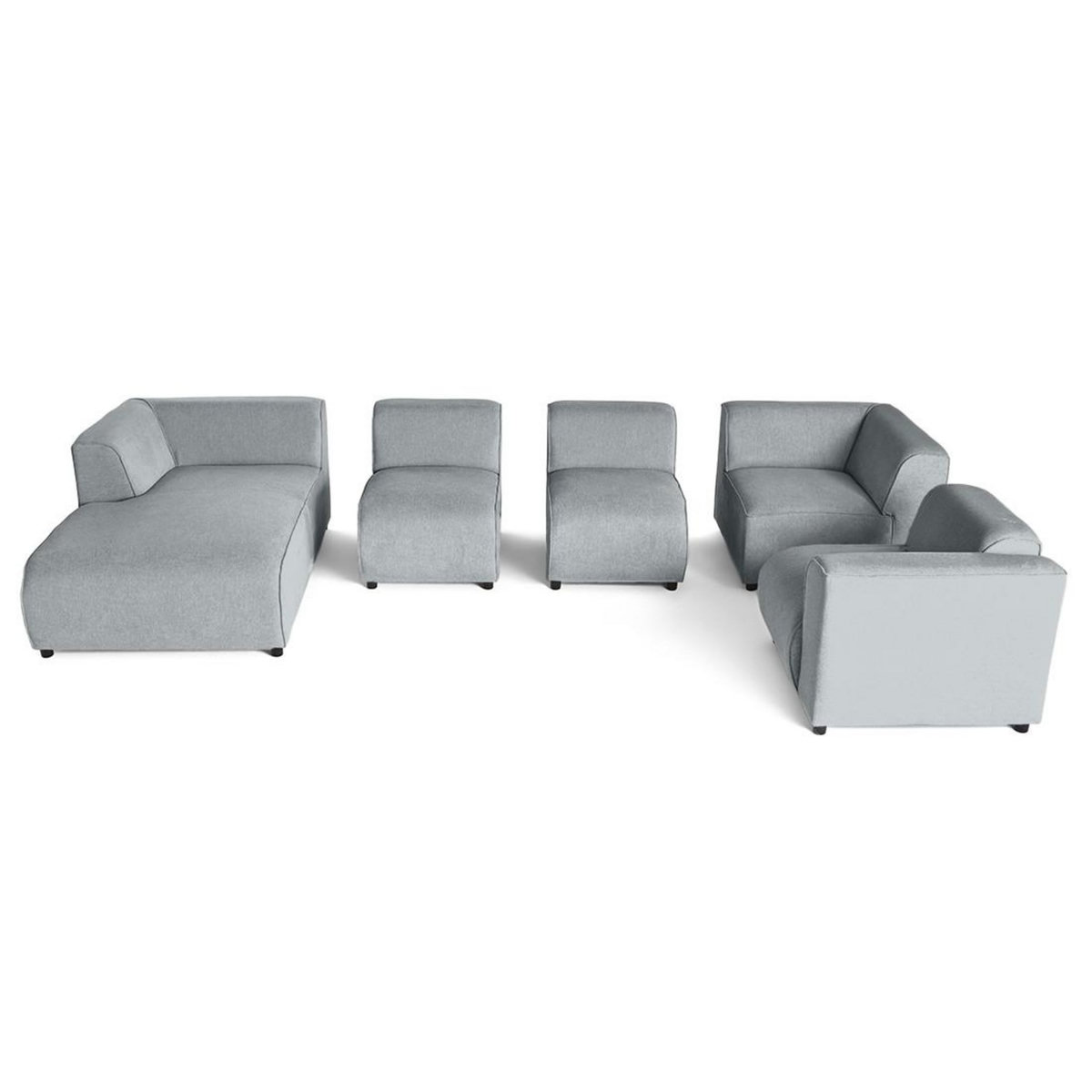 LISA DESIGN Suaro - canapé modulable panoramique d'angle droit 7 places en tissu texturé