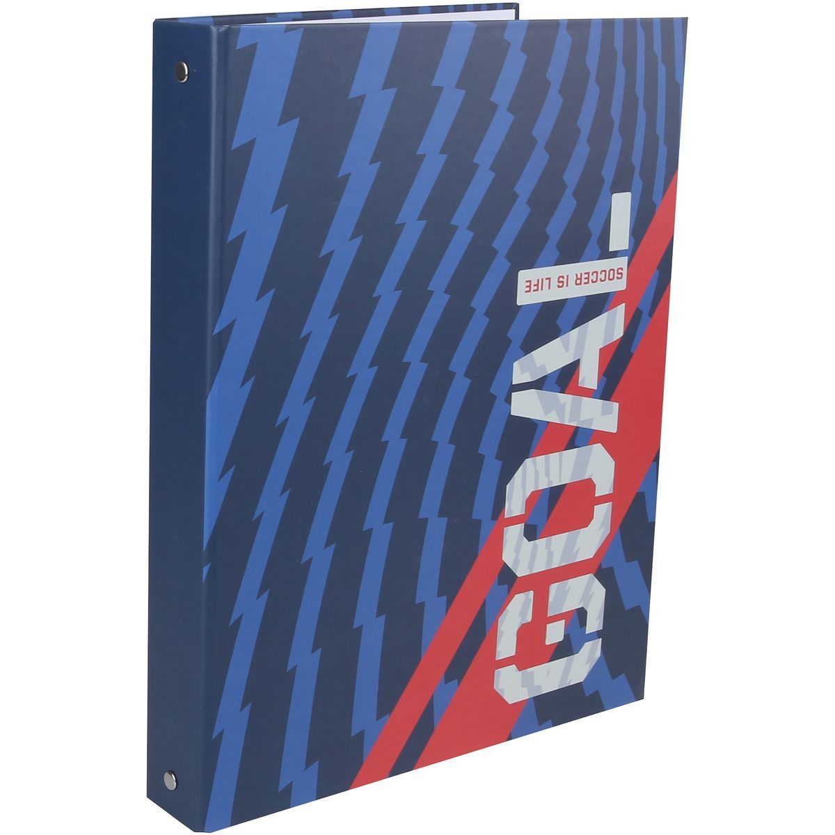 AUCHAN Classeur A4 rigide 4 anneaux dos 20mm bleu FOOTBALL