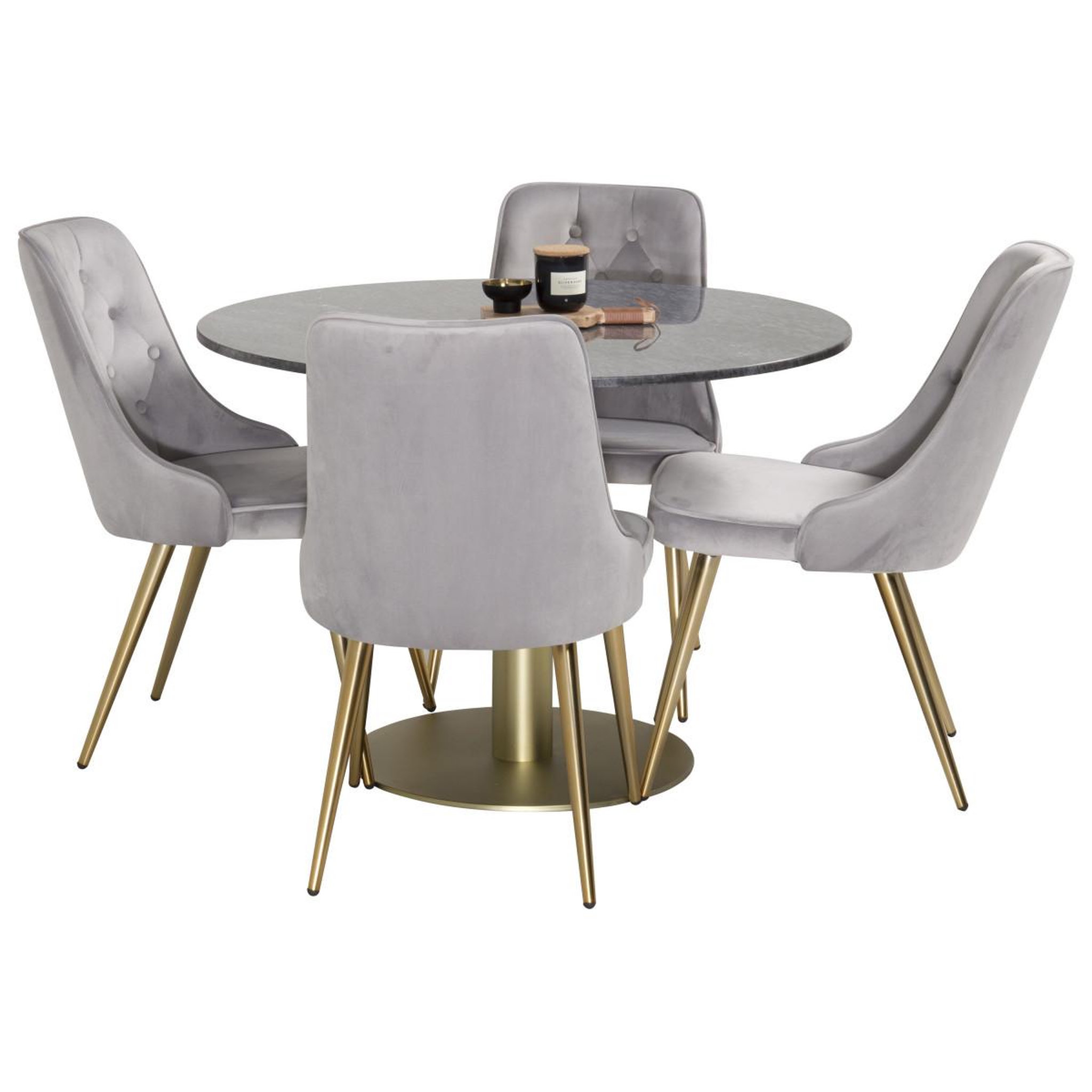Voir la diapositive 5 : Paris Prix Ensemble Table à Manger & 4 Chaises  Estelle II & Deluxe II  106cm Gris Foncé & Gris