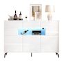 Voir la diapositive 1 : MERAX Buffet 5 porte(s) 3 tiroir(s) - 140 cm blanc led mdf