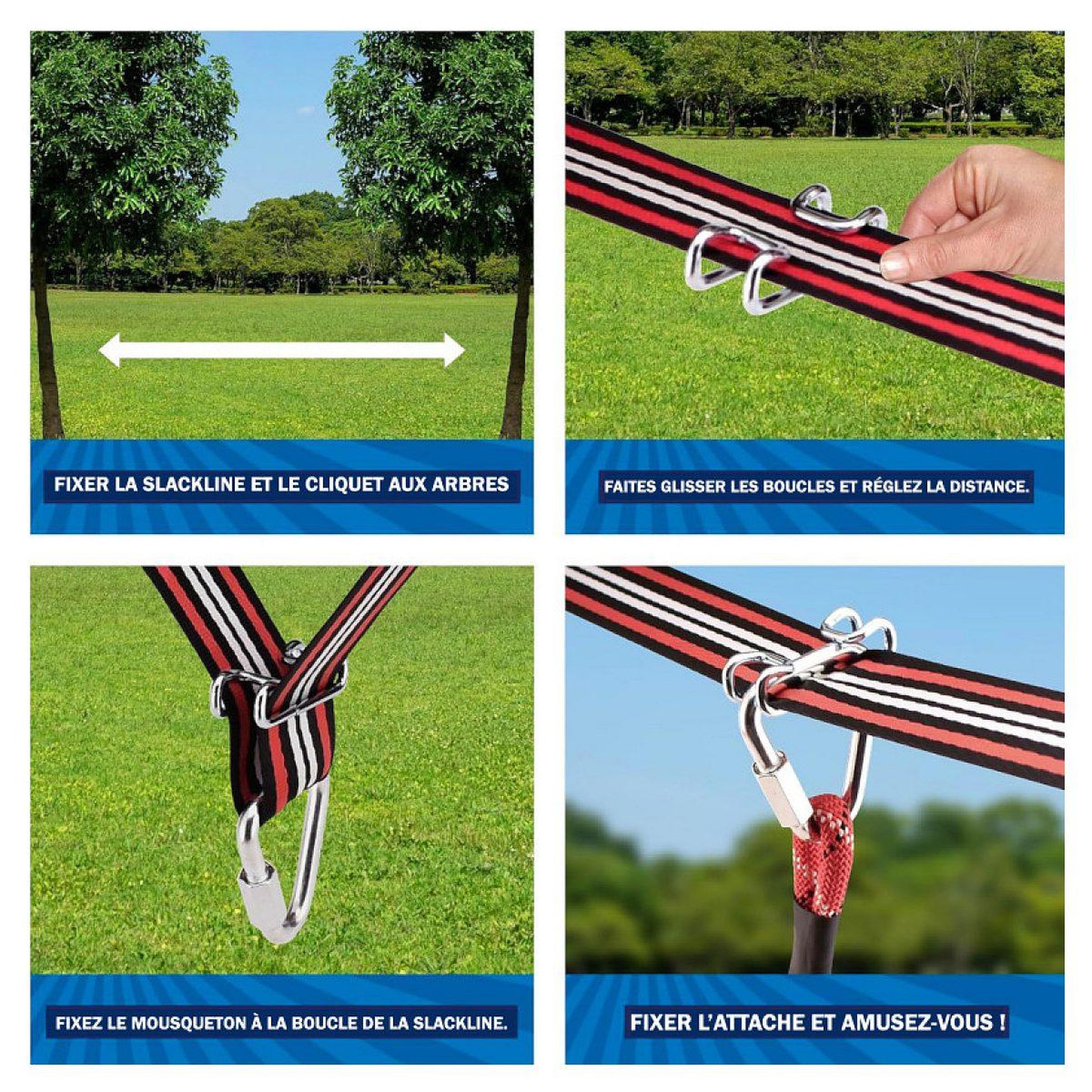 Voir la diapositive 3 : Icare Parcours d'obstacles slackline 32 pièces - ninja line