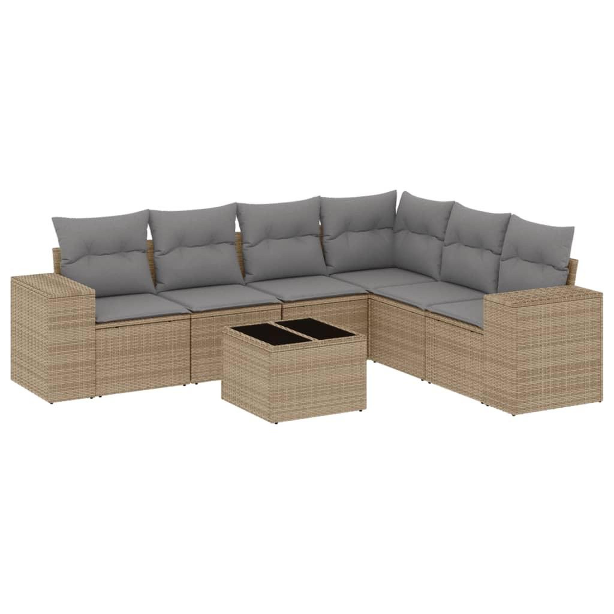 Voir la diapositive 2 : VIDAXL Salon de jardin avec coussins 7 pcs beige resine tressee