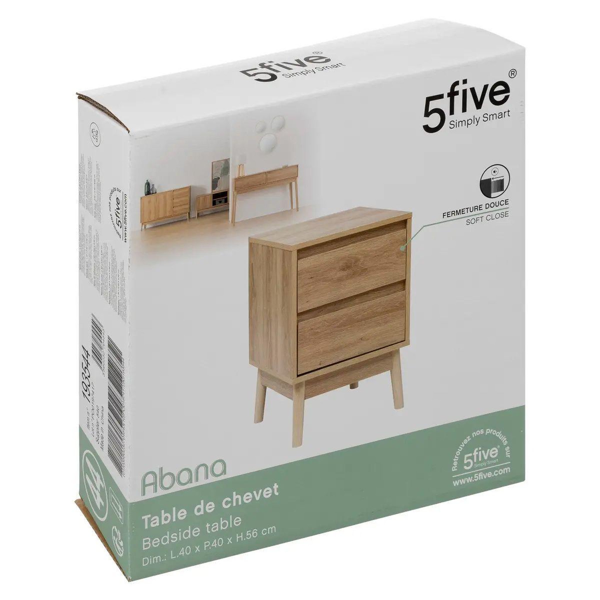 Voir la diapositive 3 : FIVE Table de chevet design  abana  56cm naturel