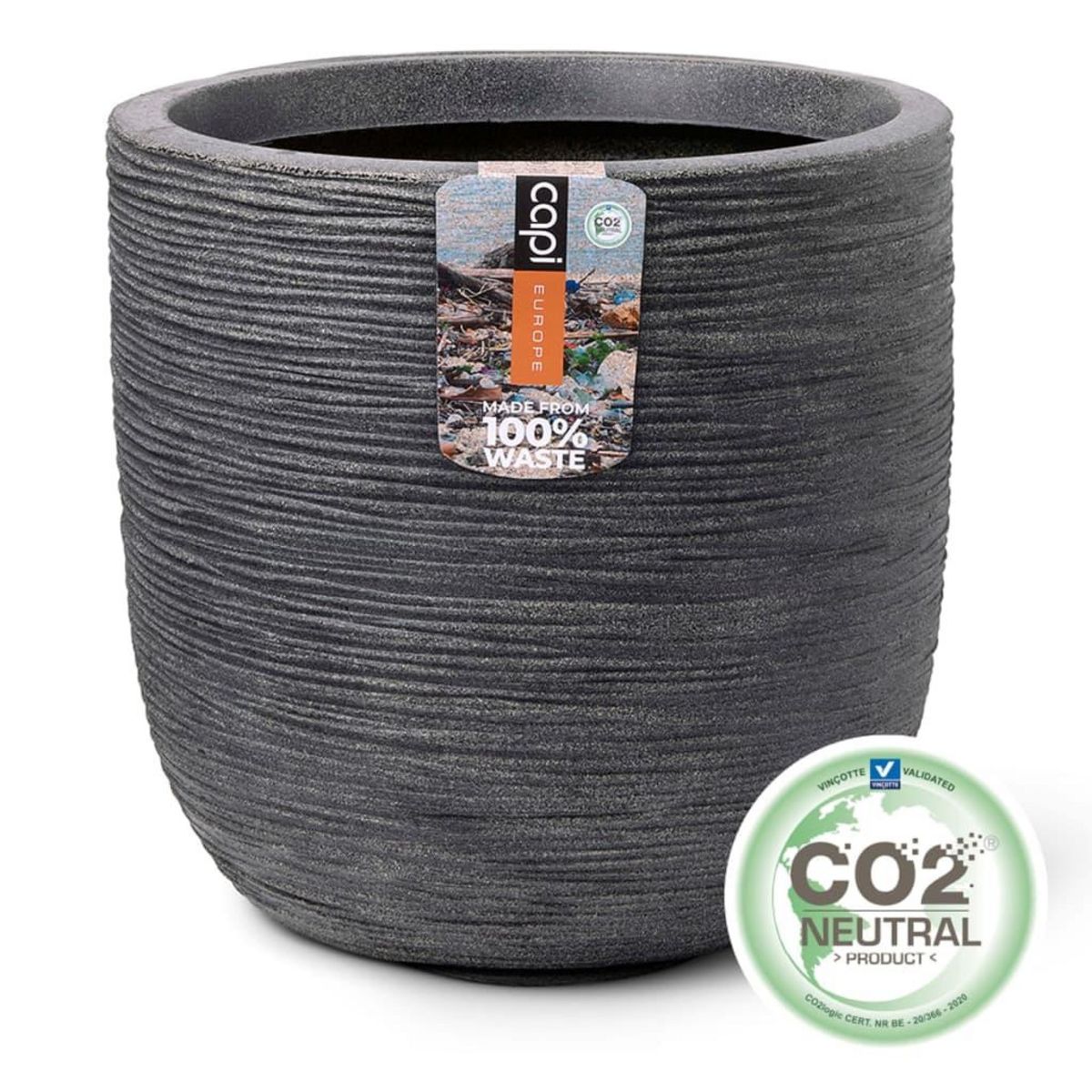 CAPI Capi Pot a fleurs Waste Rib 43x41 cm Gris