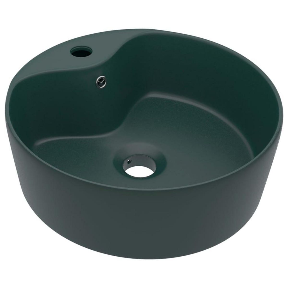 VIDAXL Lavabo de luxe avec trop-plein Vert fonce mat 36x13cm Ceramique