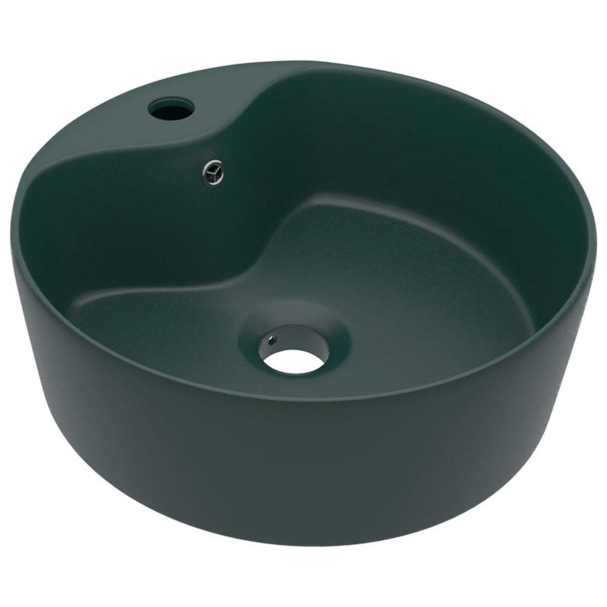 VIDAXL Lavabo de luxe avec trop-plein Vert fonce mat 36x13cm Ceramique