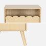 Voir la diapositive 5 : SWEEEK Table de chevet enfant décor bois naturel 1 porte. pieds bois de pin - 34 x 23.5 x 52 cm  - Azur