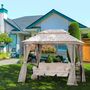 Voir la diapositive 2 : OUTSUNNY Balancelle de jardin 3 places convertible style colonial grand confort 2 coussins + matelas + moustiquaires inclus noir beige