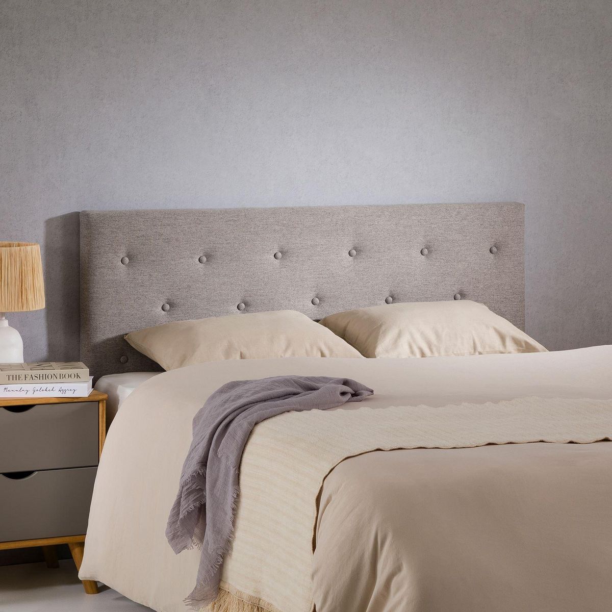 IDIMEX Tête de lit LULINE 160 capitonnée sur pieds, en tissu