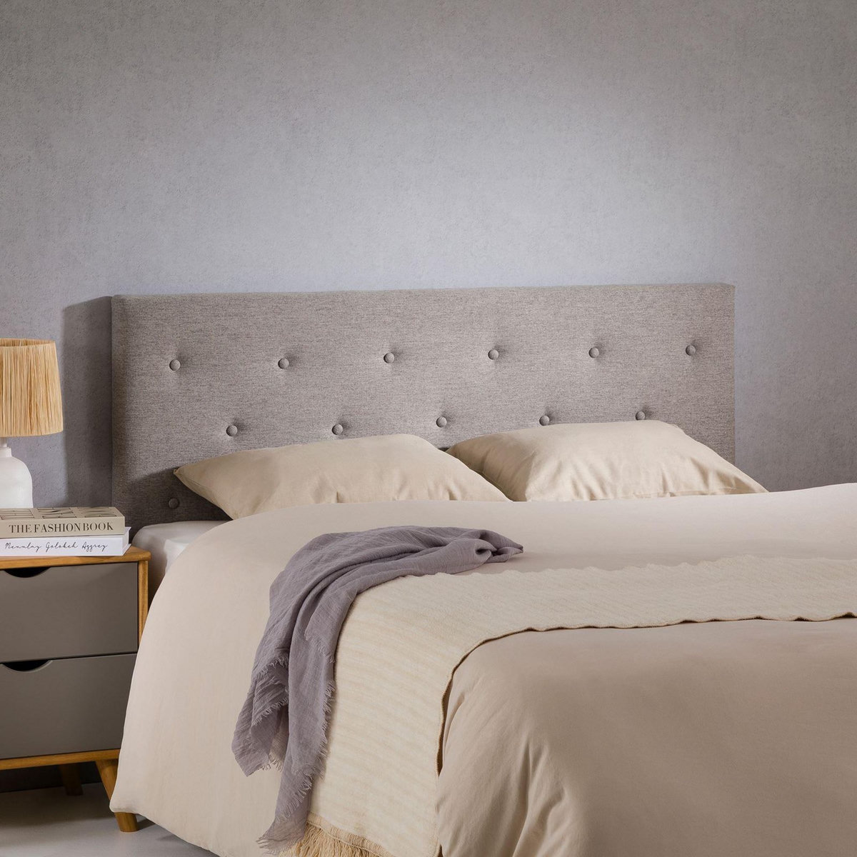 IDIMEX Tête de lit LULINE 160 capitonnée sur pieds, en tissu