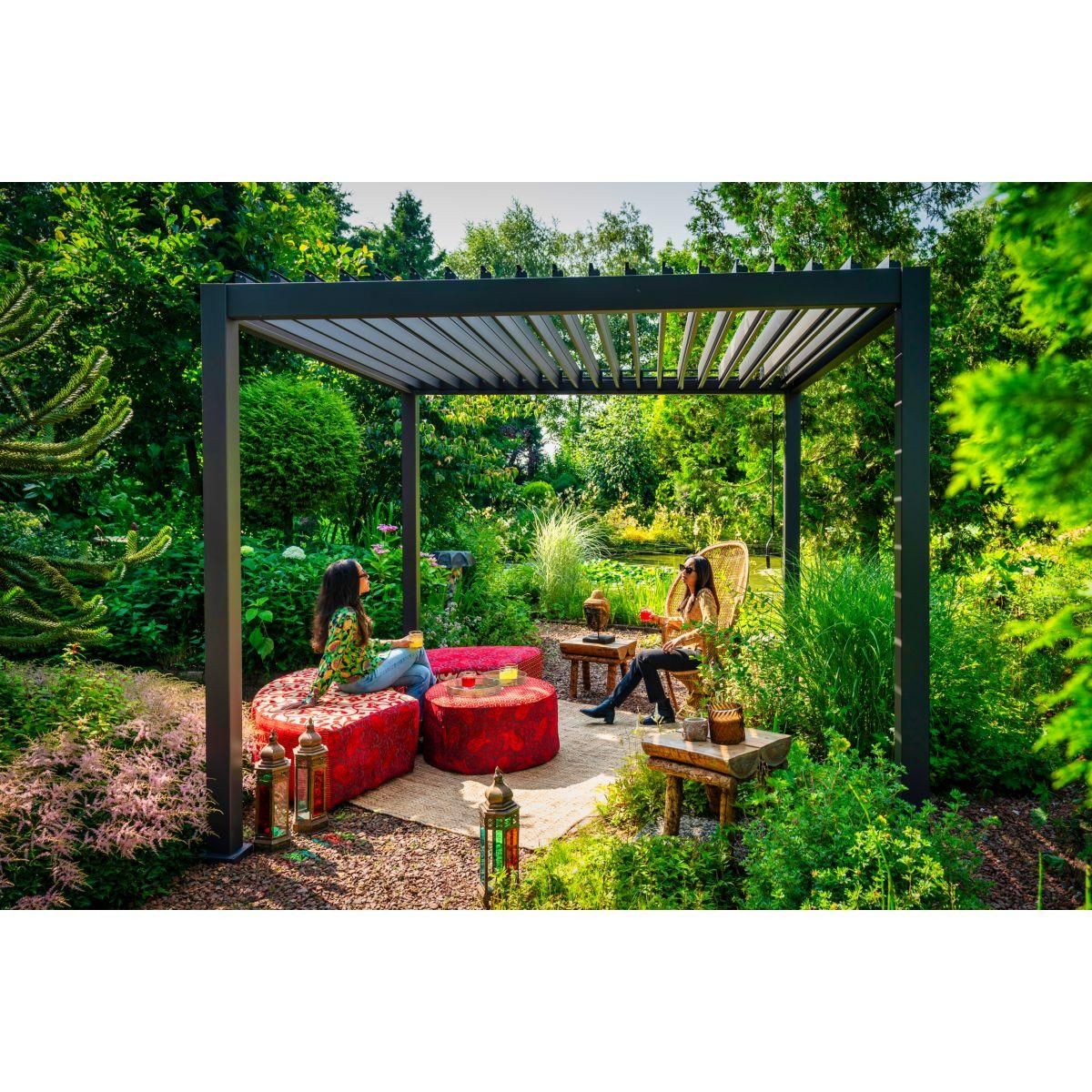 OMBREA Pergola Bioclimatique 3x3m anthracite 4 pieds OMBREA®