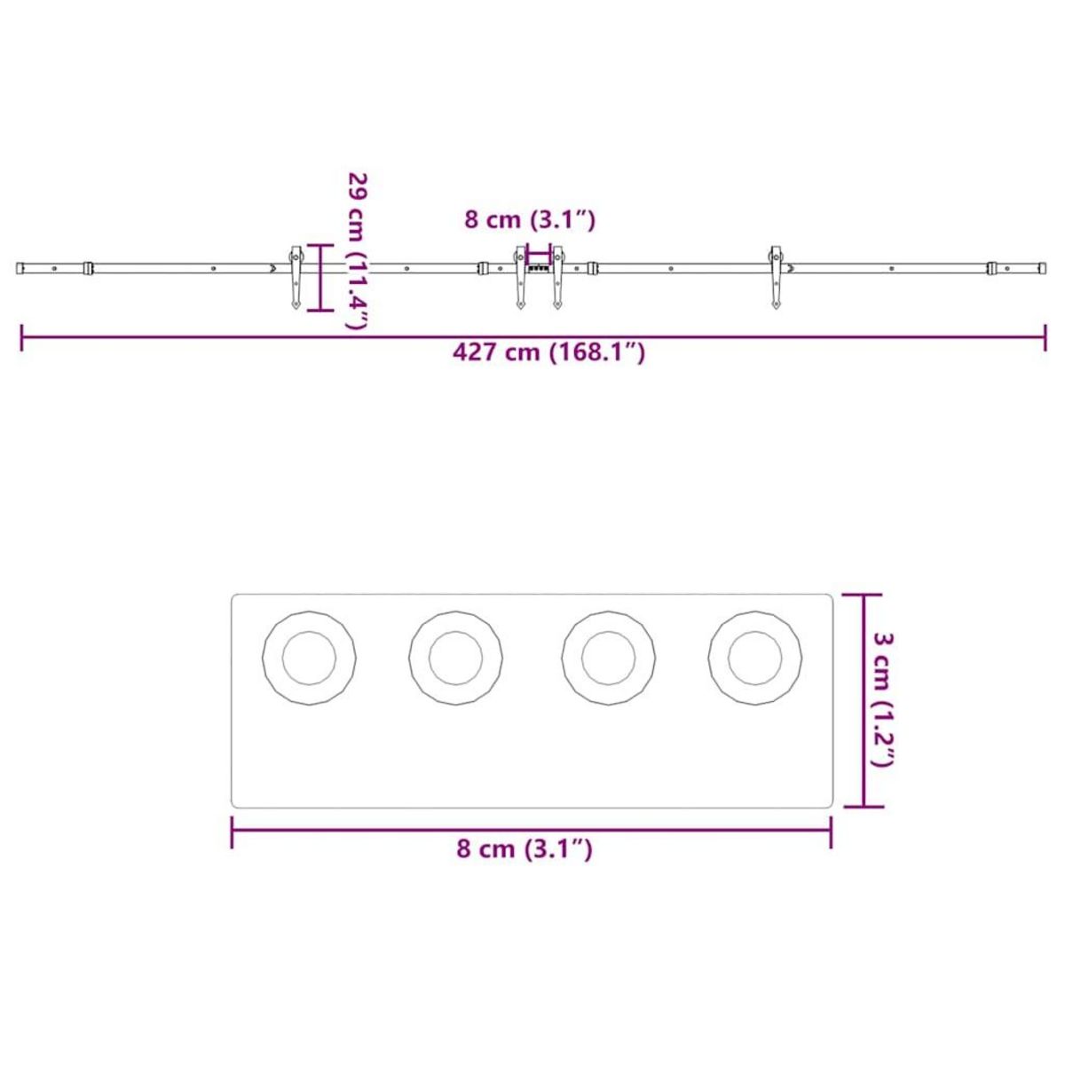 VIDAXL Kit de quincaillerie de porte coulissante 427 cm acier noir