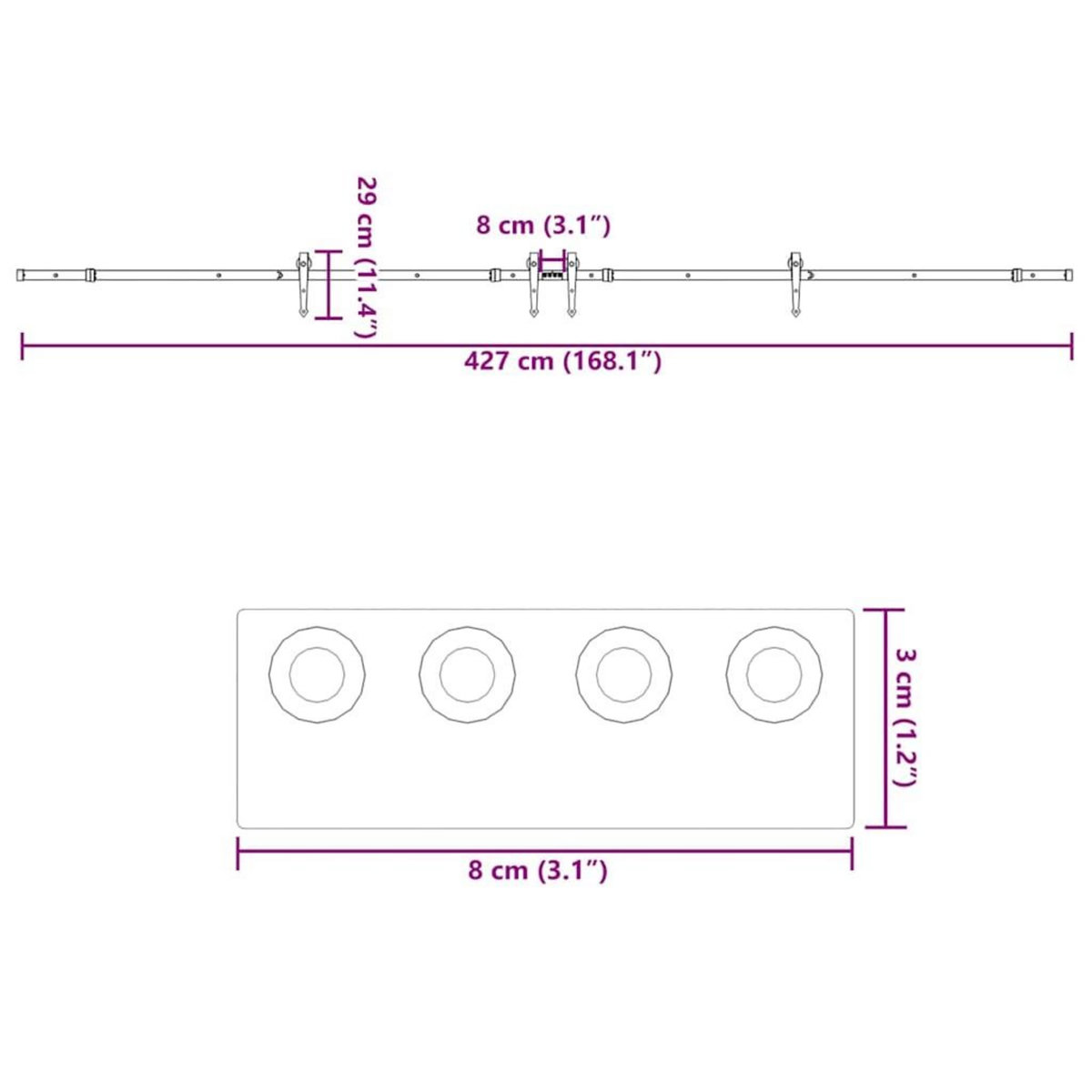 VIDAXL Kit de quincaillerie de porte coulissante 427 cm acier noir