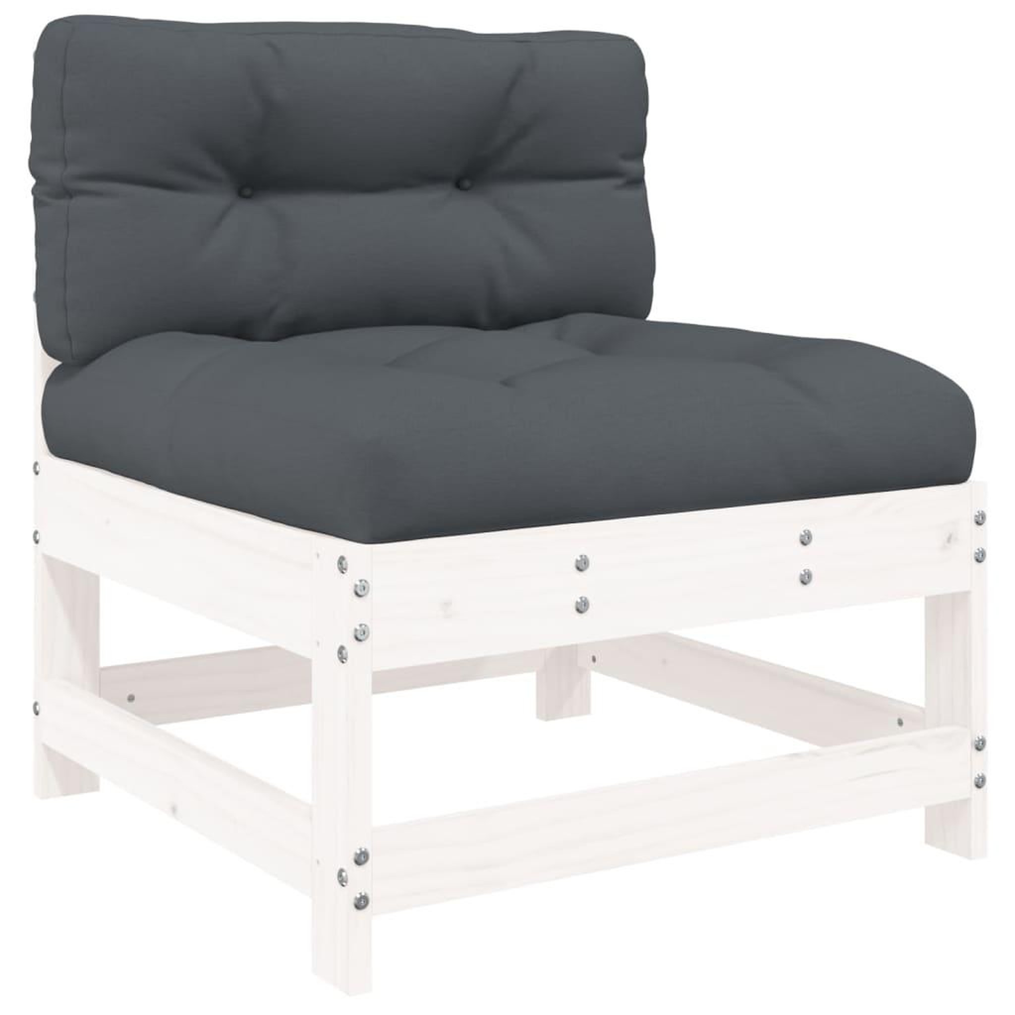 Voir la diapositive 4 : VIDAXL Salon de jardin 7 pcs avec coussins blanc bois massif