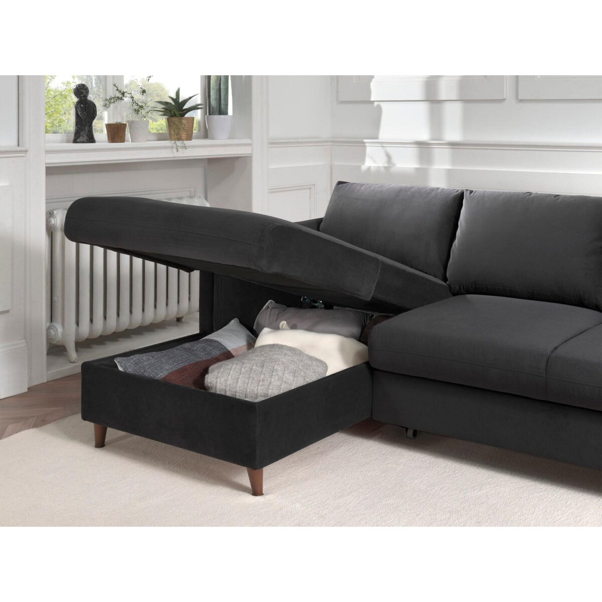 LISA DESIGN Brooke - canapé d'angle gauche - convertible avec coffre - 4 places - en velours