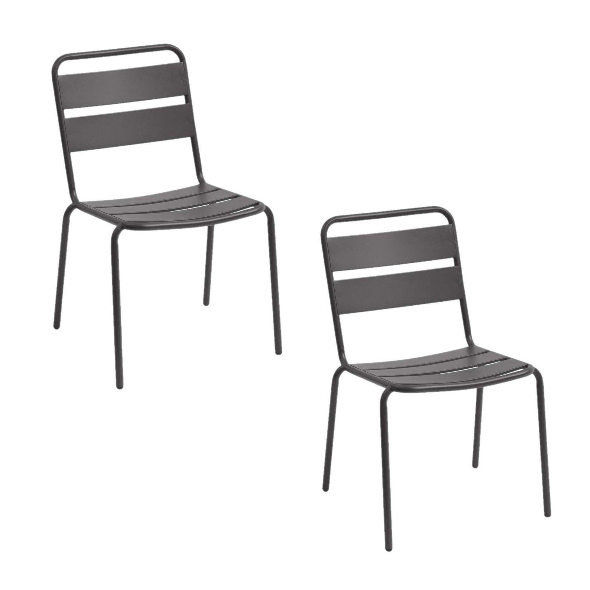 Voir la diapositive 1 : HESPERIDE Lot de 2 chaises de jardin empilables Phuket - Gris graphite