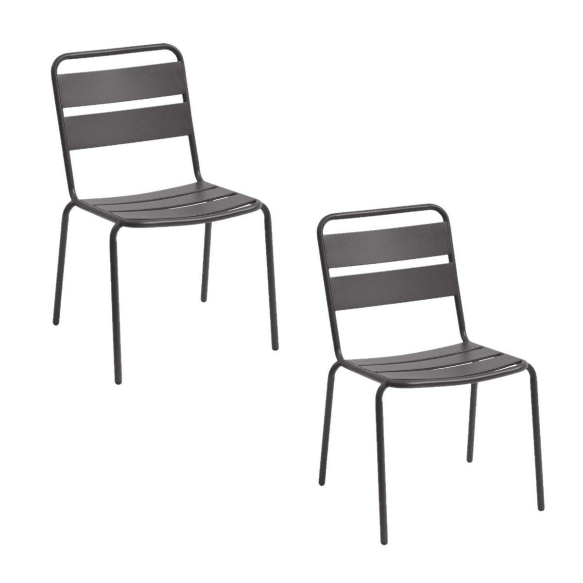 HESPERIDE Lot de 2 chaises de jardin empilables Phuket - Gris graphite