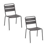HESPERIDE Lot de 2 chaises de jardin empilables Phuket - Gris graphite