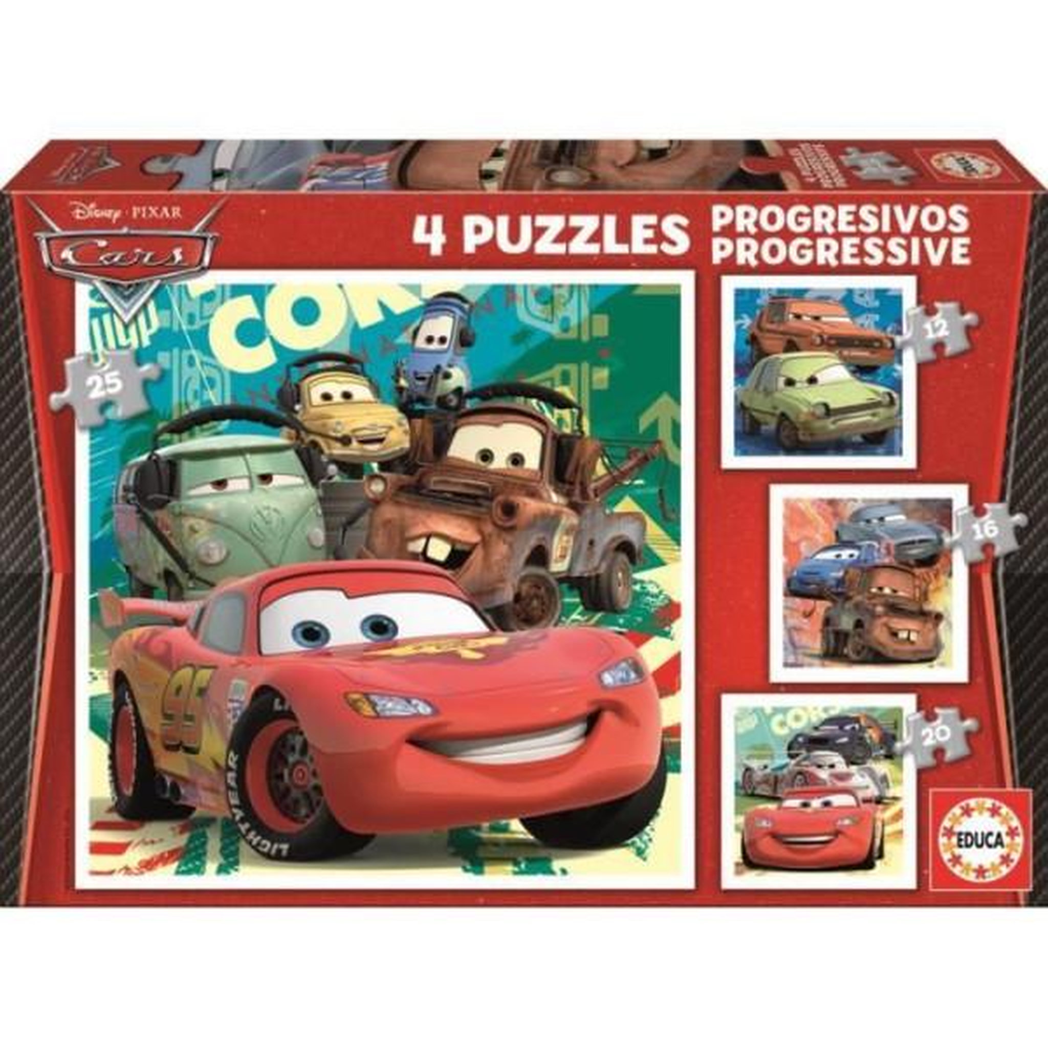 EDUCA Puzzle progressif cars - garçon et fille - a partir de 3 ans - dessins animés et bd