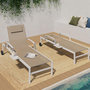 Voir la diapositive 2 : ID MARKET Lot de 2 transats de jardin inclinables JAVA avec tablettes en acier blanc et toile beige
