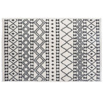 ATMOSPHERA Tapis etnique à motifs géométriques - Noir et Blanc - 120 x 170 cm