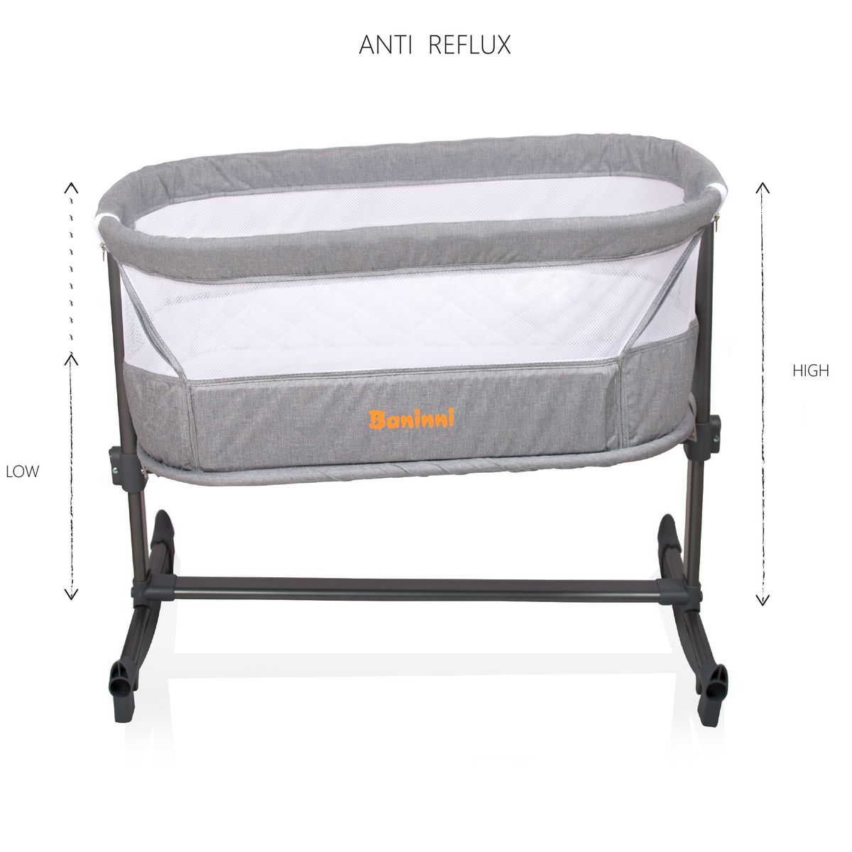 BANINNI Berceau balancelle cododo réglable gris Nesso