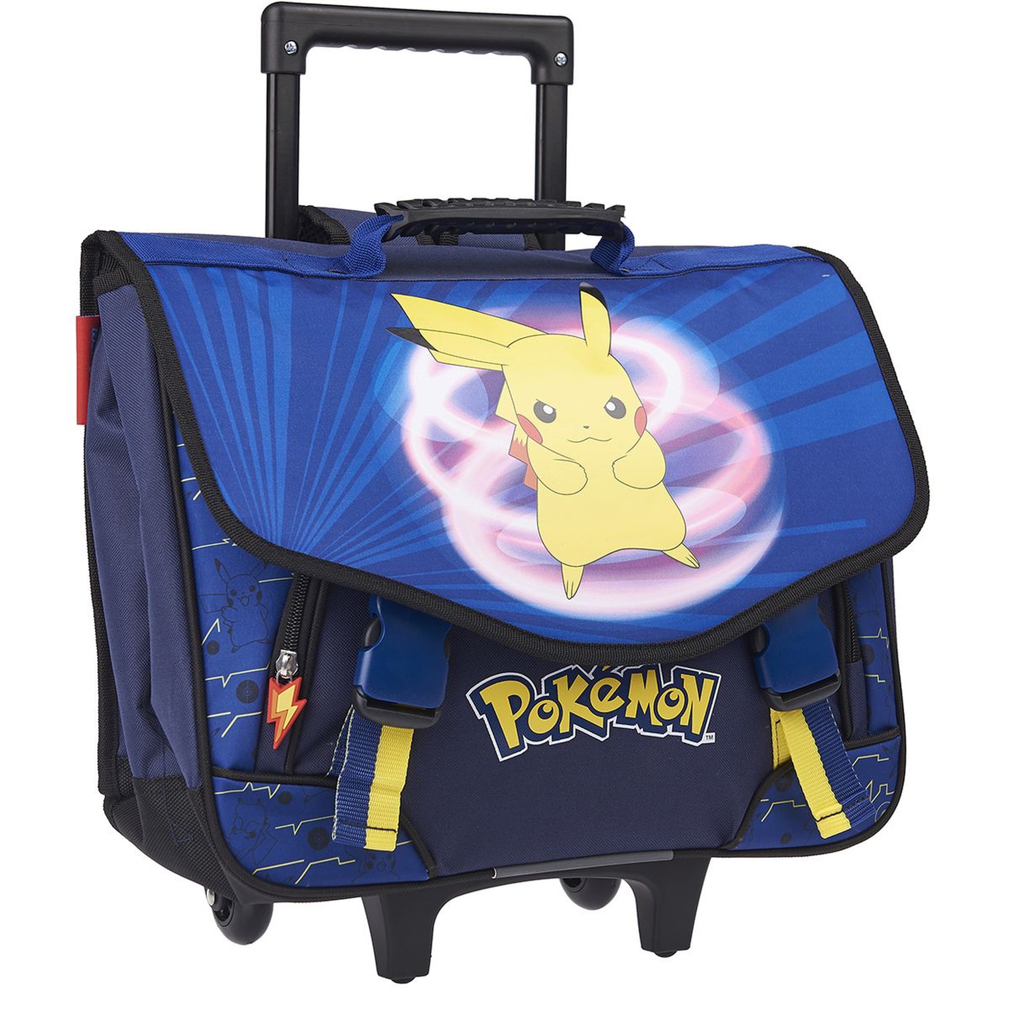 Voir la diapositive 2 : NINTENDO Cartable à roulettes 41 cm CM1/CM2 bleu et jaune Pokemon