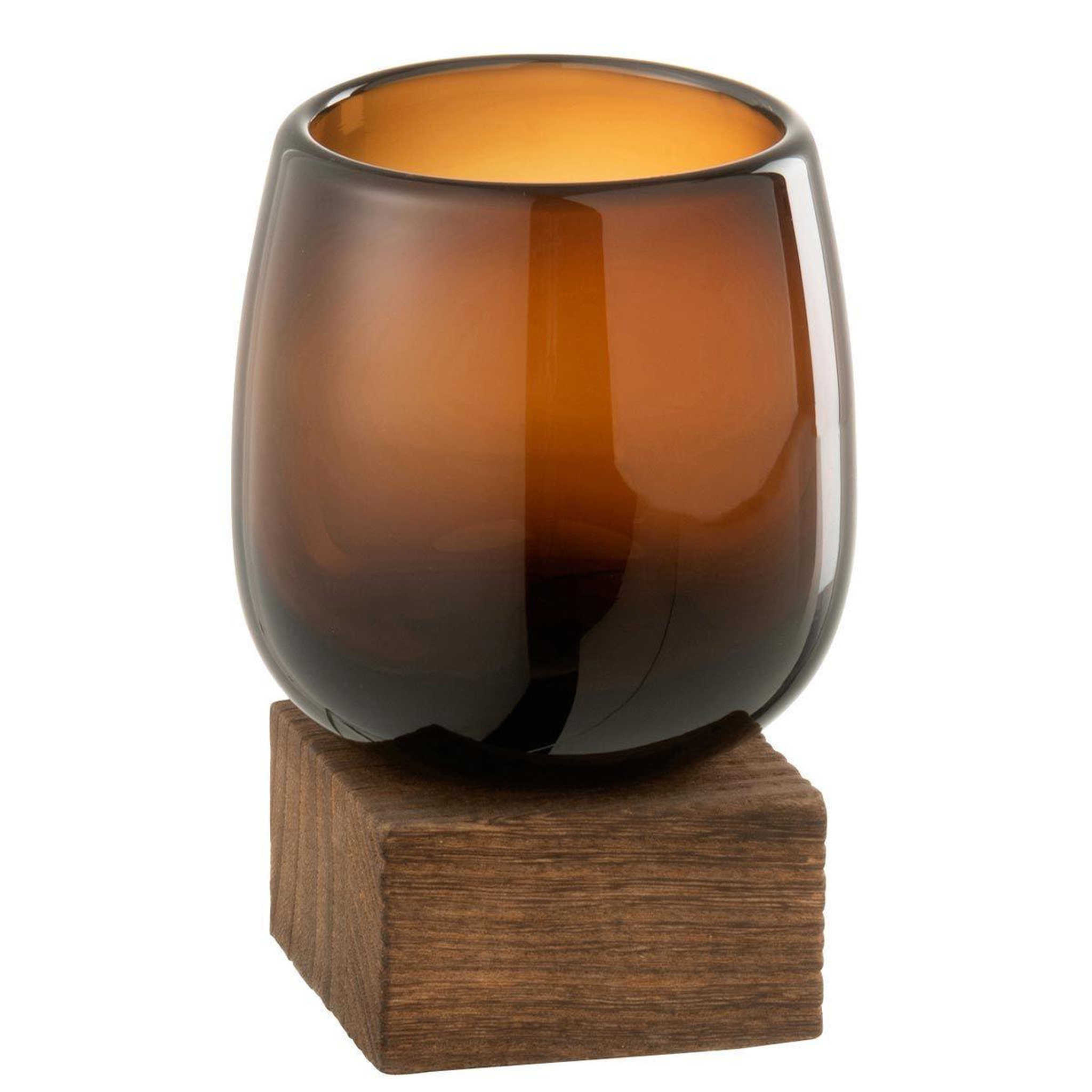 J-LINE Vase sur pied design  bezu  14cm marron