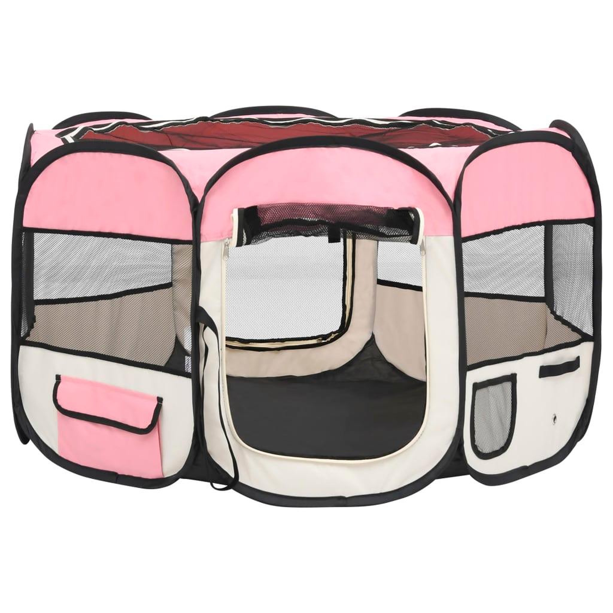 Voir la diapositive 3 : VIDAXL Parc pliable pour chien avec sac de transport Rose 110x110x58cm