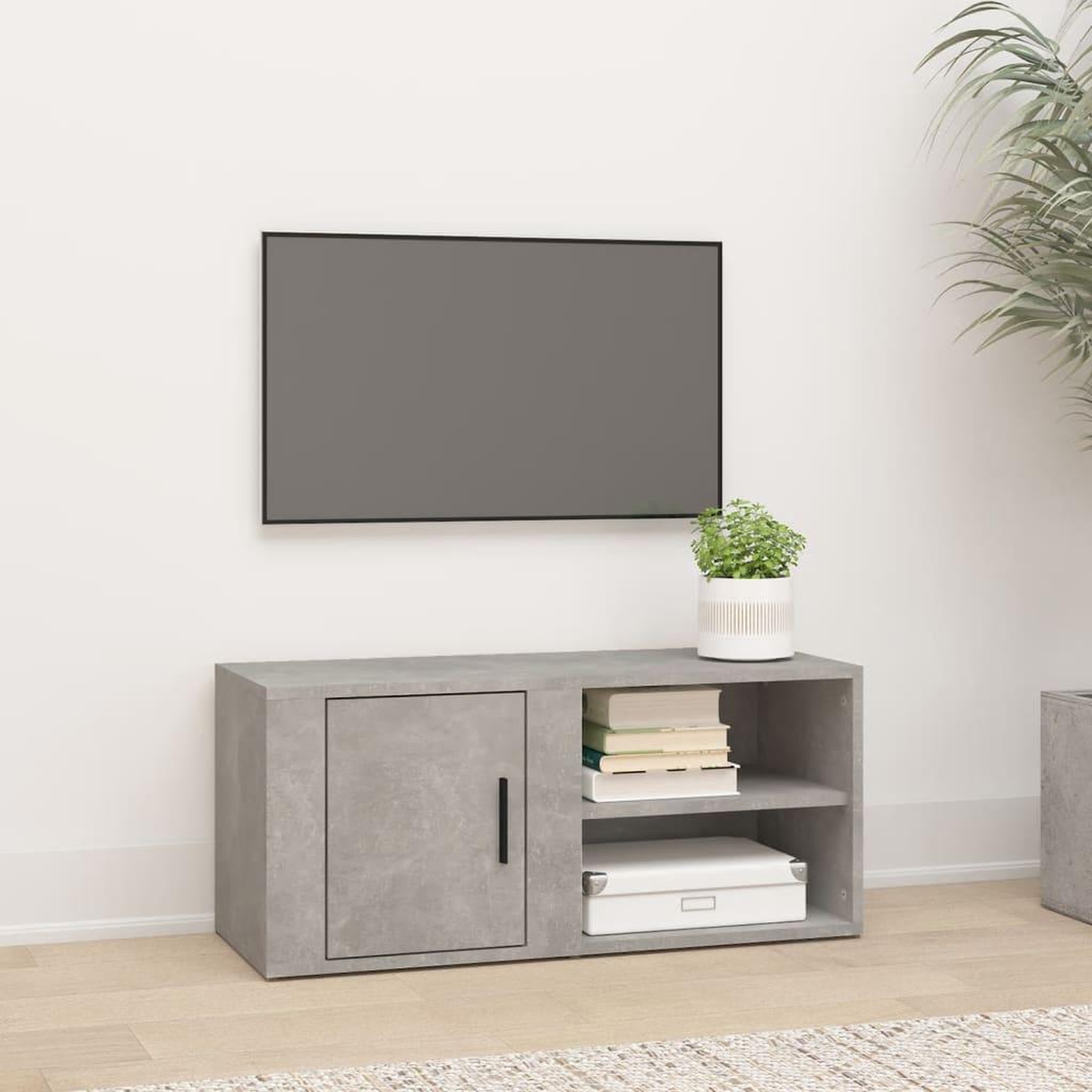 Voir la diapositive 1 : VIDAXL Meuble TV Gris beton 80x31,5x36 cm Bois d'ingenierie