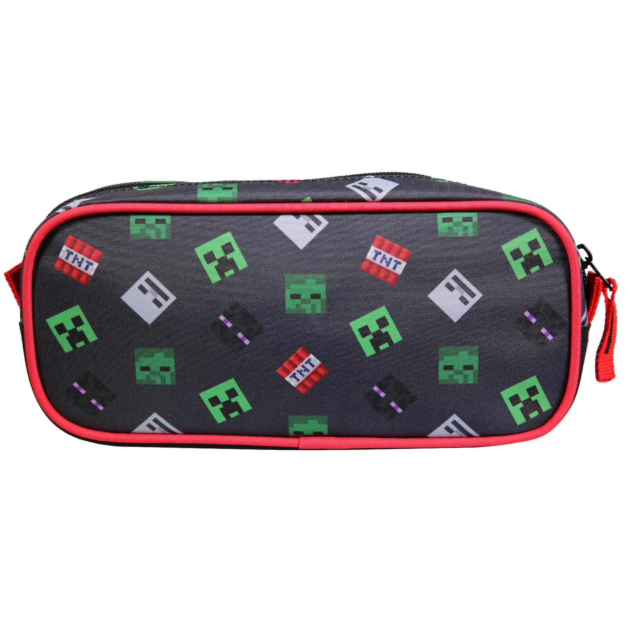 Voir la diapositive 4 : Bagtrotter BAGTROTTER  Trousse scolaire rectangulaire Minecraft Noir