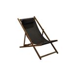 Proloisirs Chilienne pliante - LINEA - Aluminium époxy - Chêne/Noir - Toile TPEP noire