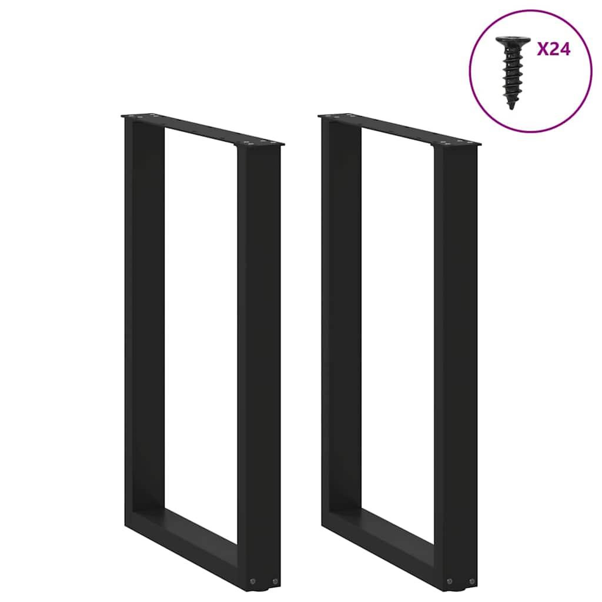 Voir la diapositive 3 : VIDAXL Pieds de table basse forme de U 2 pcs noir 60x(90-91) cm acier