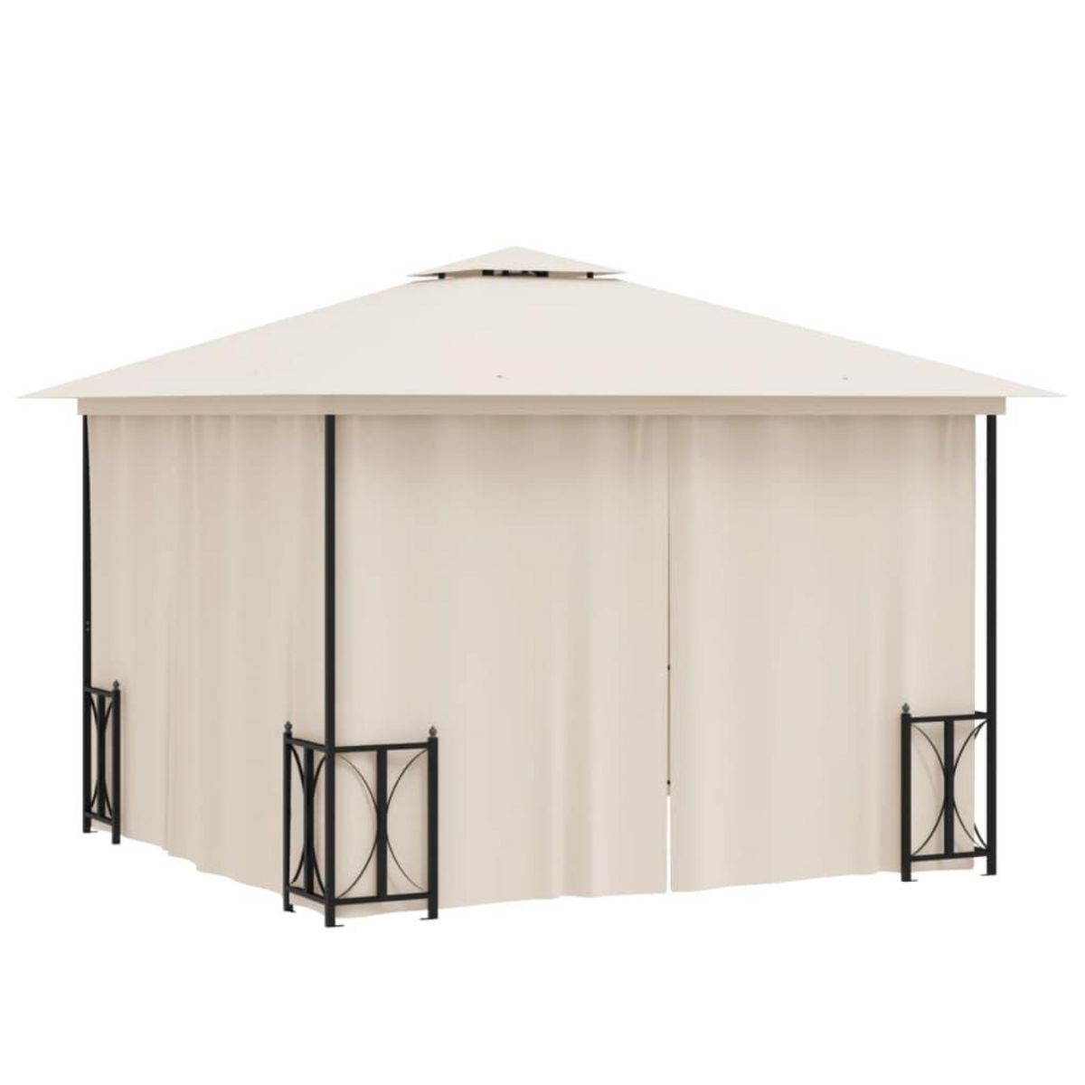 VIDAXL Tonnelle avec parois et toit double 3x3 m Creme
