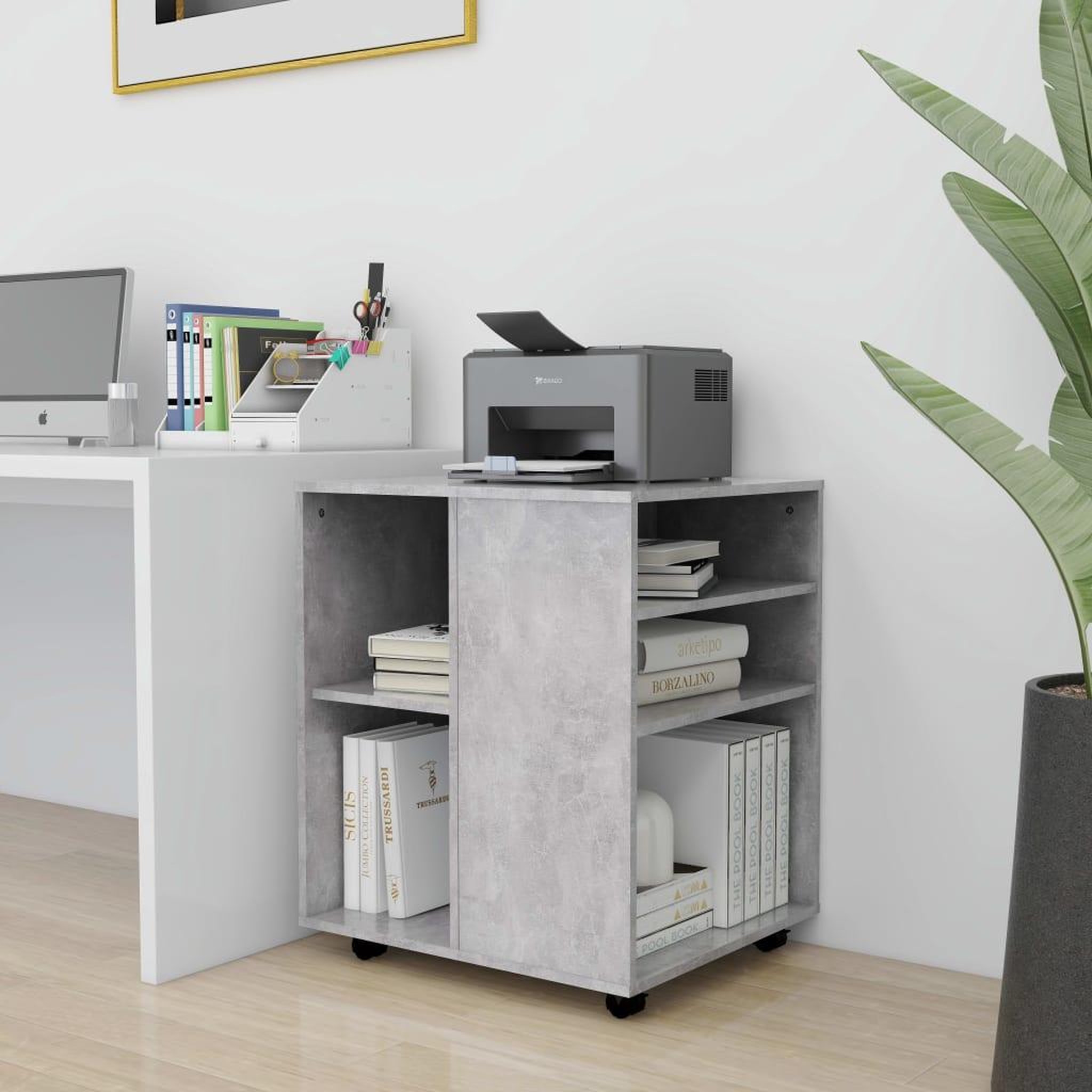 Voir la diapositive 3 : VIDAXL Armoire a roulettes Gris beton 60x53x72 cm Bois d'ingenierie