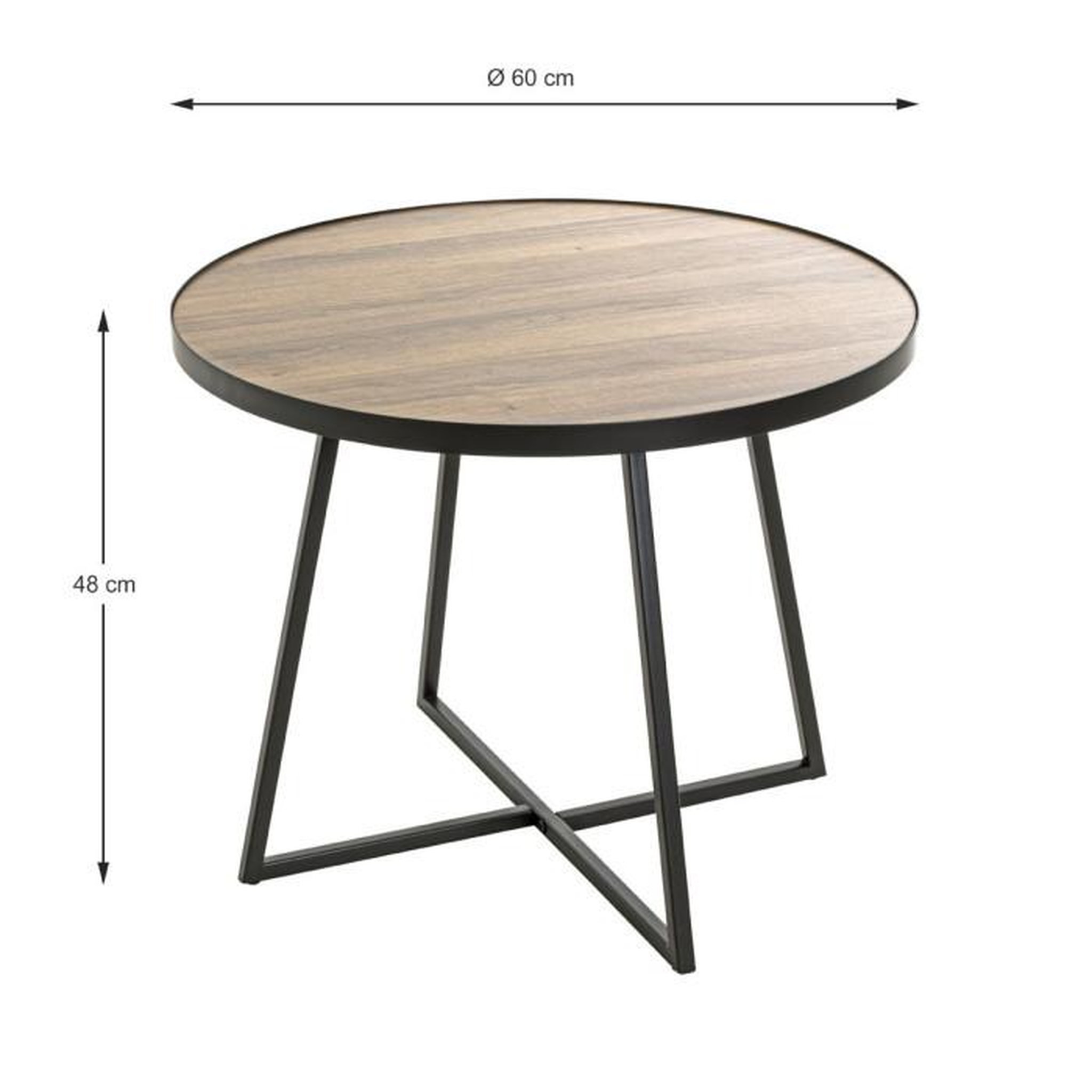 Voir la diapositive 3 : Paris Prix Table d'Appoint Design  Qanaq  60cm Noir & Chêne