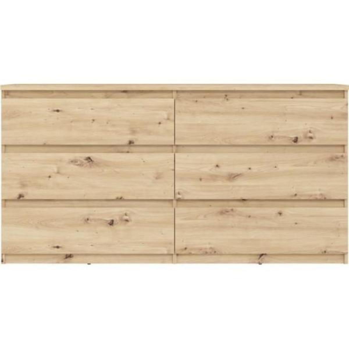 MARKET24 Commode CHELSEA 6 tiroirs - L 154 cm x P 42,2 x H 79,9 - Décor chene artisan