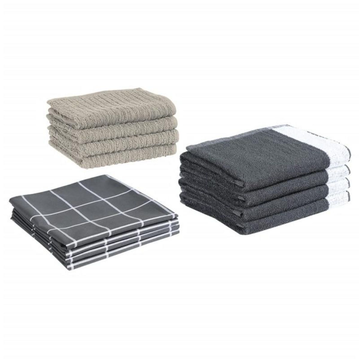 VIDAXL Ensemble de serviettes 12 pcs gris coton