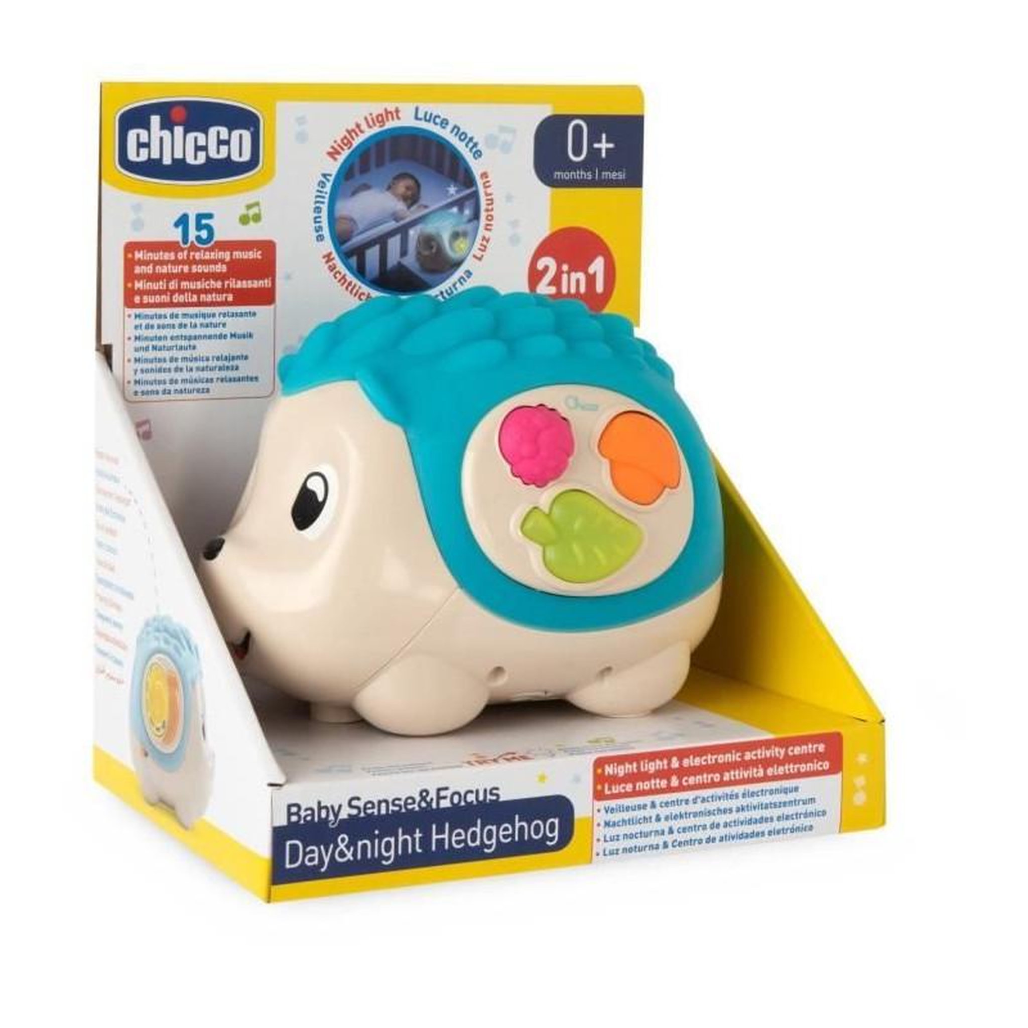 Voir la diapositive 6 : CHICCO Jouet d'éveil/veilleuse Hérisson Sensoriel - CHICCO - Day&Night - Bleu - Des la naissance