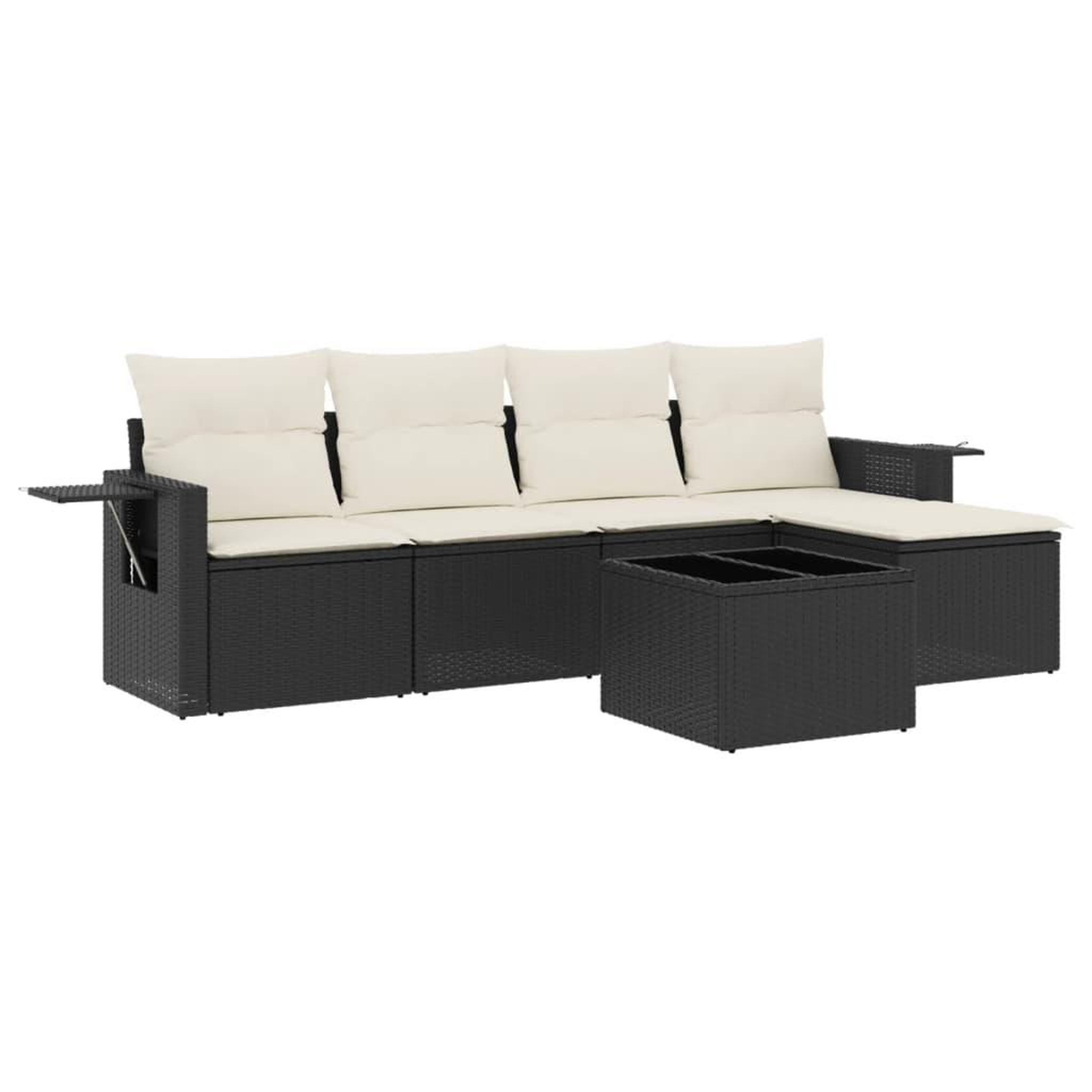 Voir la diapositive 2 : VIDAXL Salon de jardin 6 pcs avec coussins noir resine tressee