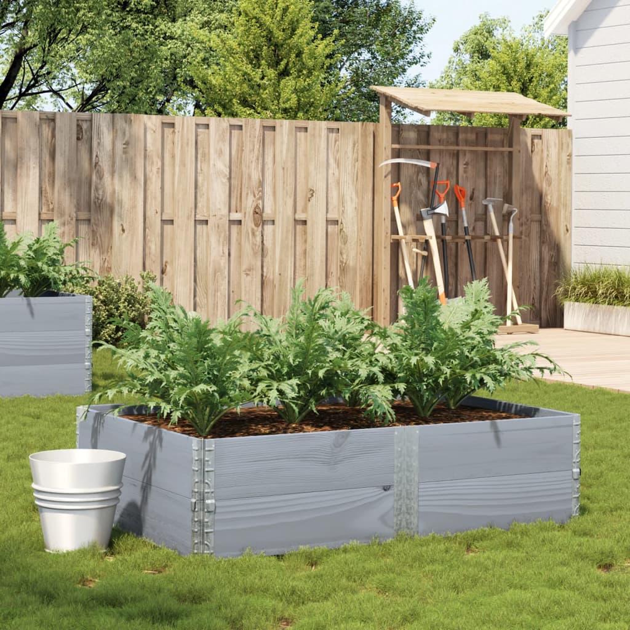 VIDAXL Jardiniere gris 150x100 cm bois de pin massif