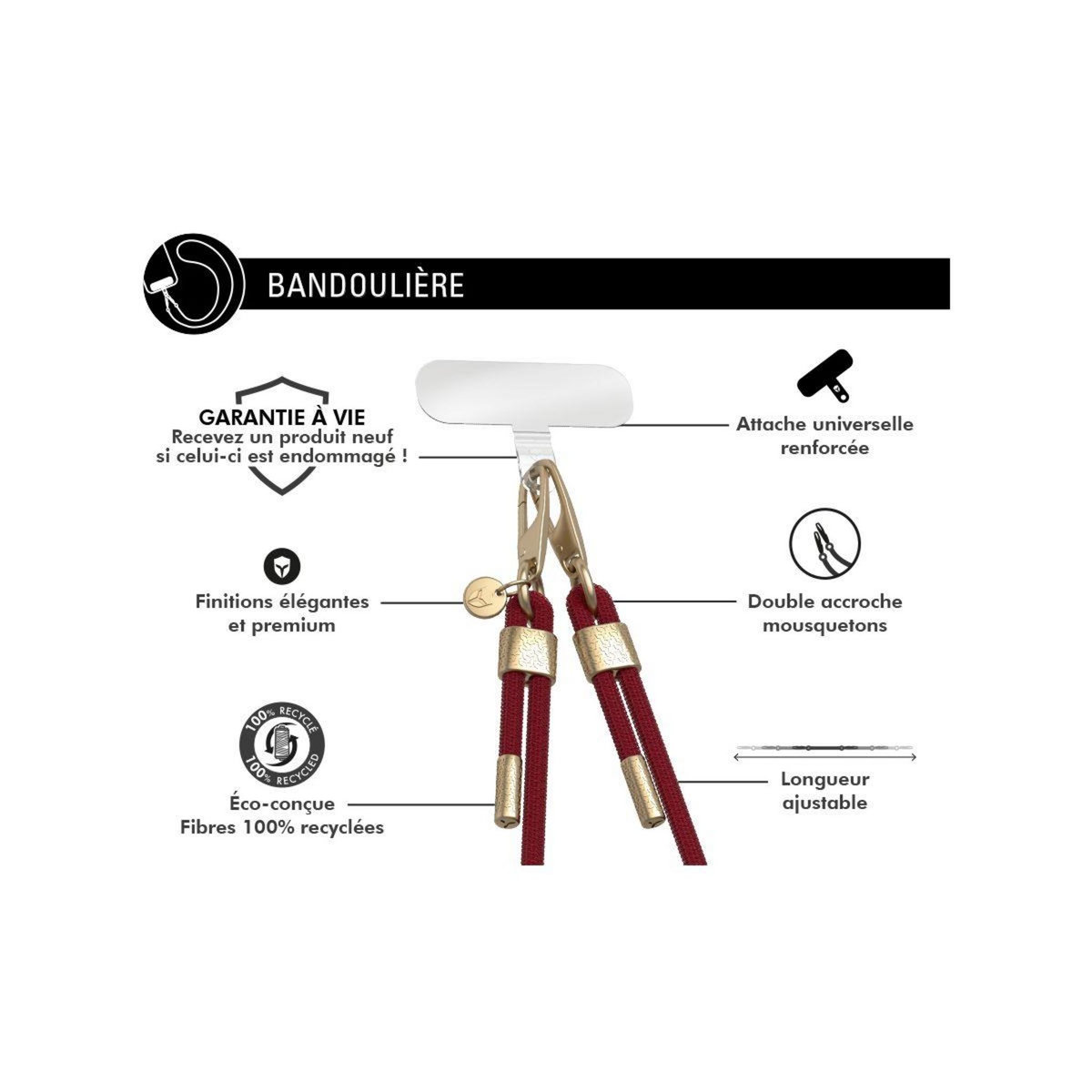 FORCE CASE Bandoulière Cordon Rouge