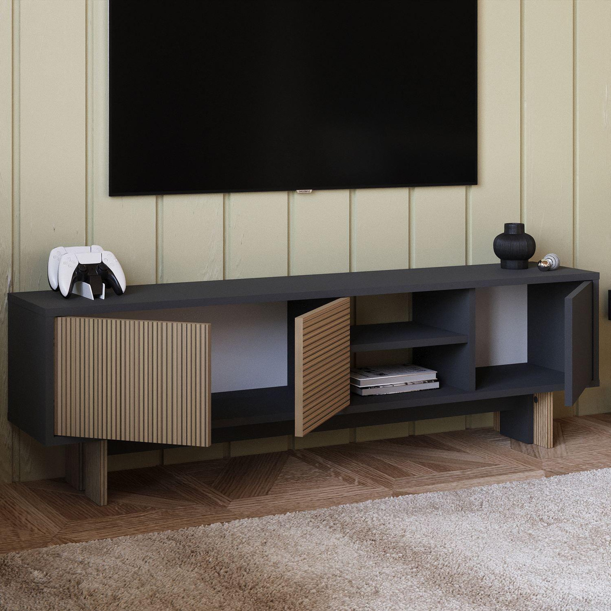 Voir la diapositive 4 : Habitat et Jardin Meuble tv en bois  ravello  - 150 x 30 x 45 cm - marron