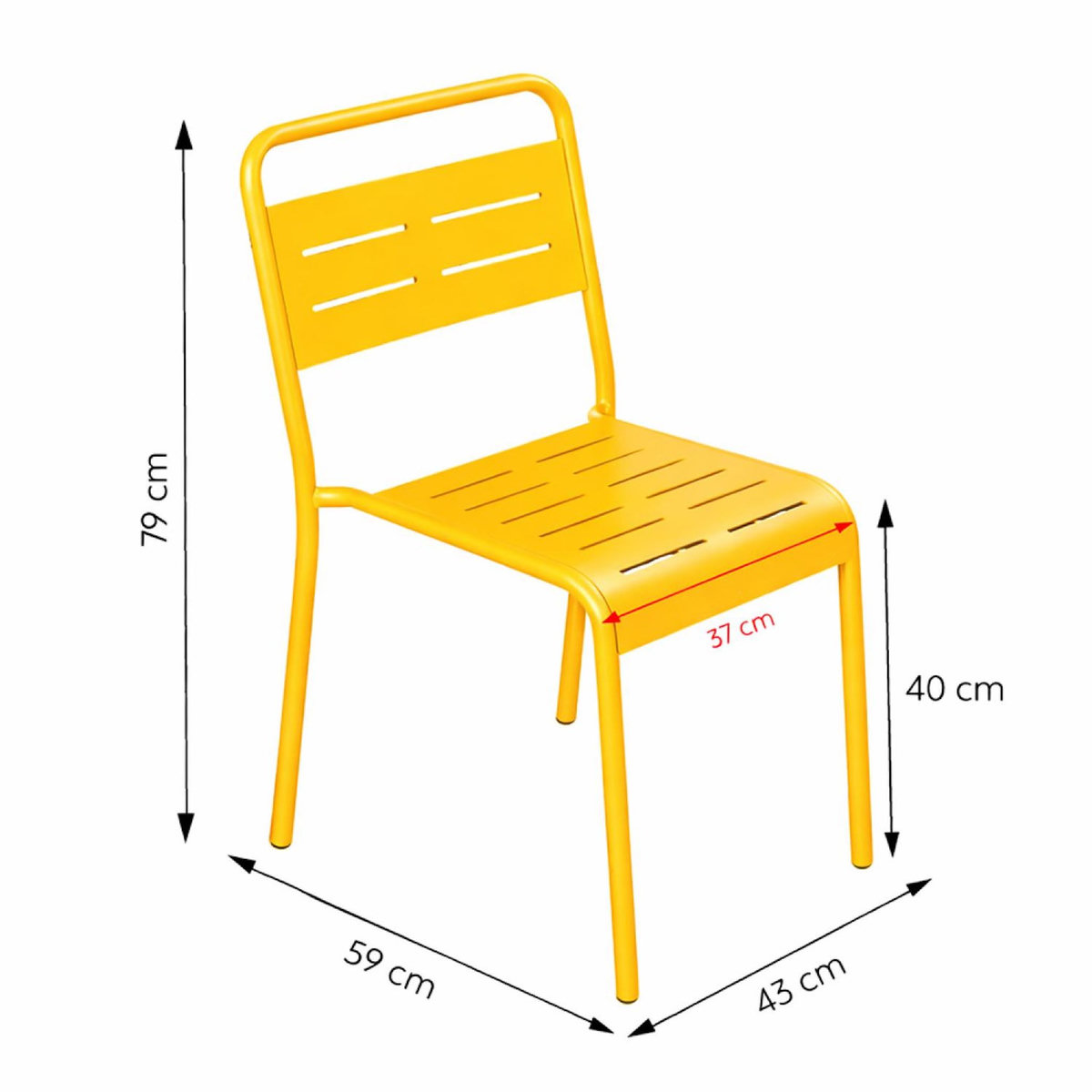 CONCEPT USINE Ensemble table de jardin 200 cm et 8 chaises jaune BERGAME