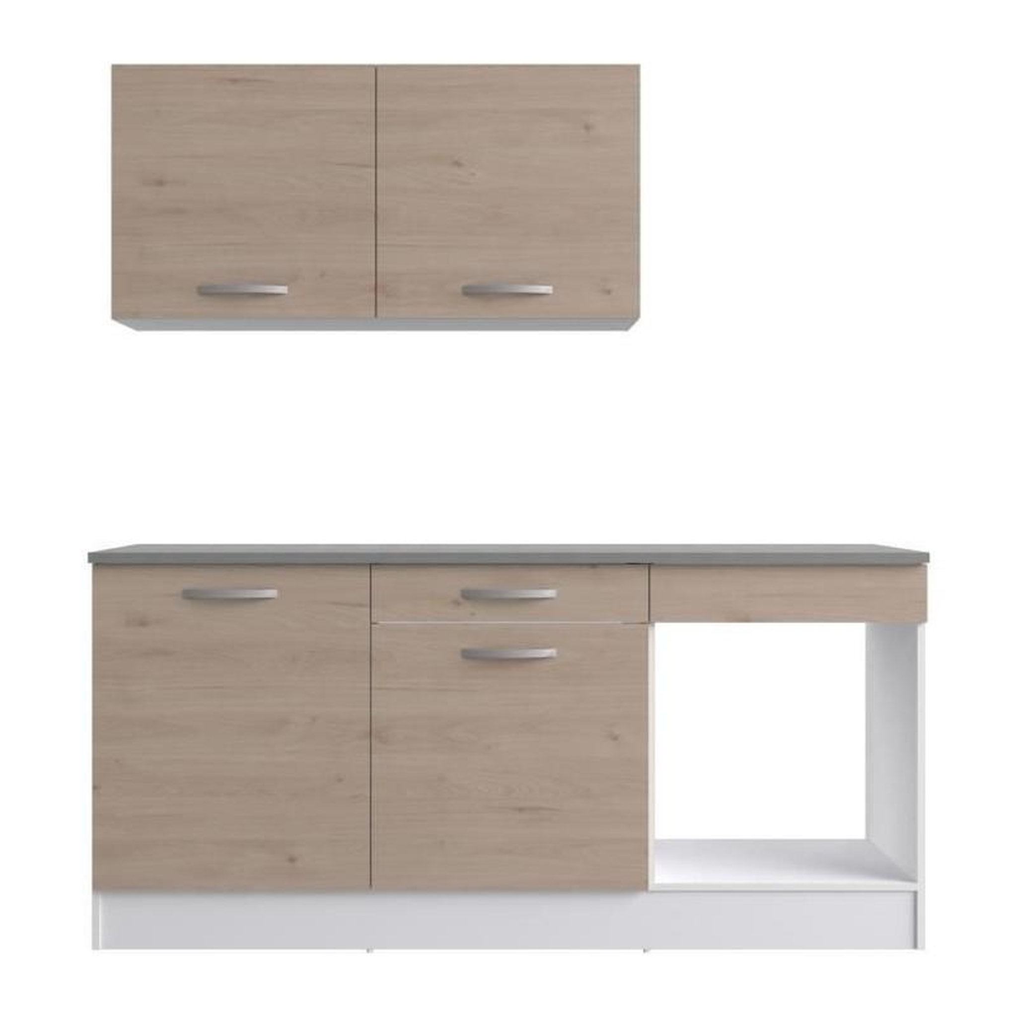 Voir la diapositive 6 : EKIPA Cuisine complete OSLO - L 180cm - Chene - Plan de travail inclus