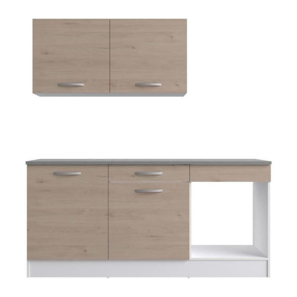 EKIPA Cuisine complete OSLO - L 180cm - Chene - Plan de travail inclus